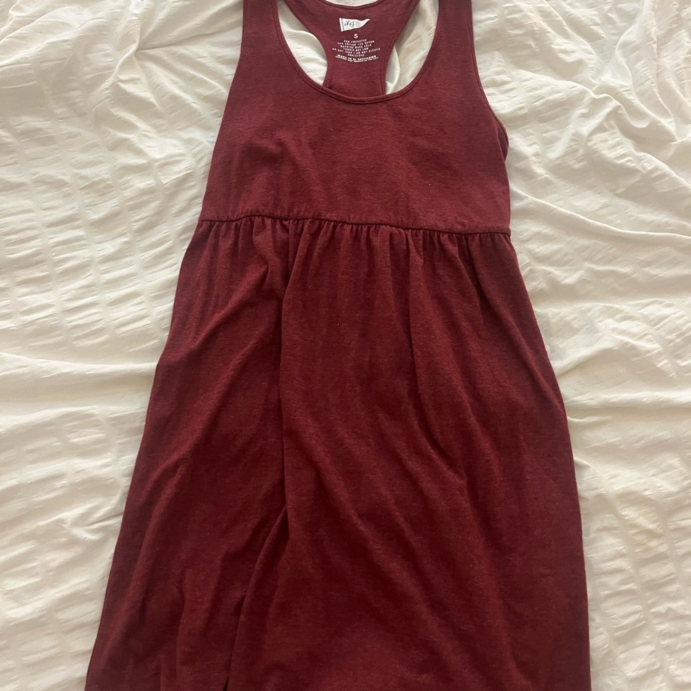 Lauren James Burgundy Racerback Casual Dress
